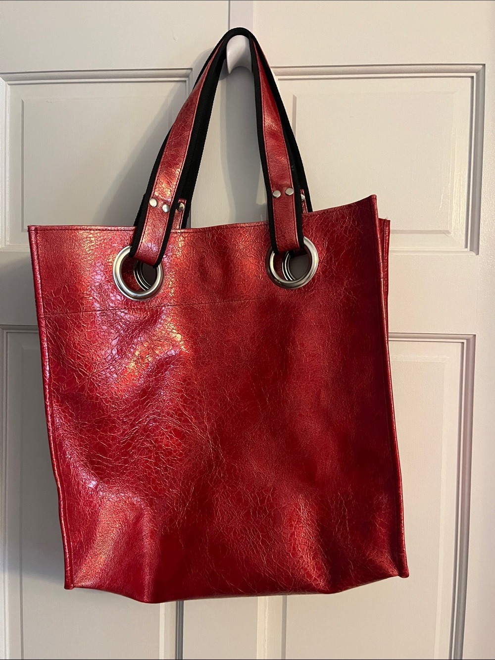 Kate Landry Red Tote Bag with Grommet Handles